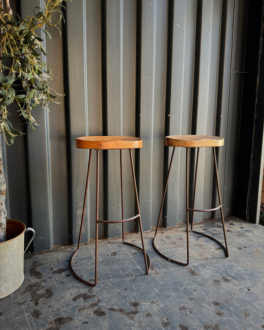 Rustic pair of bar stools