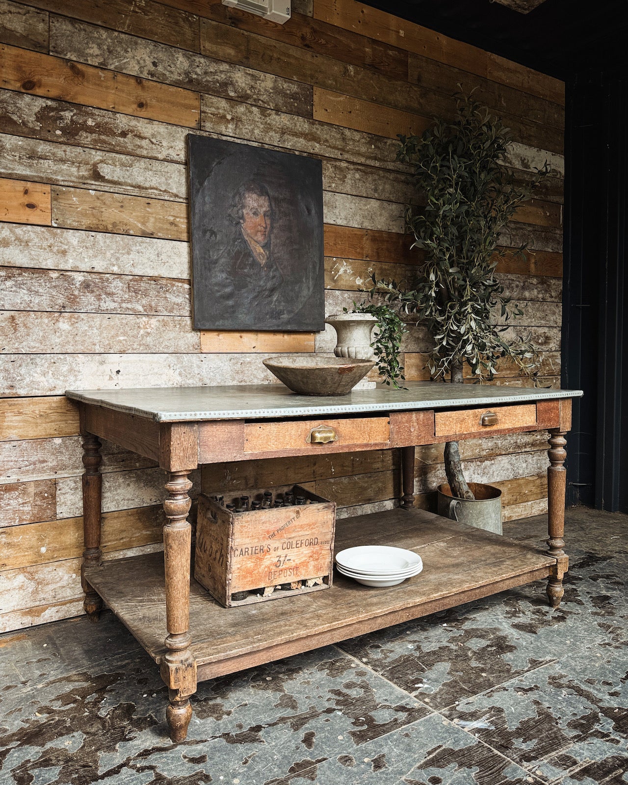 19th Century French oak prep table