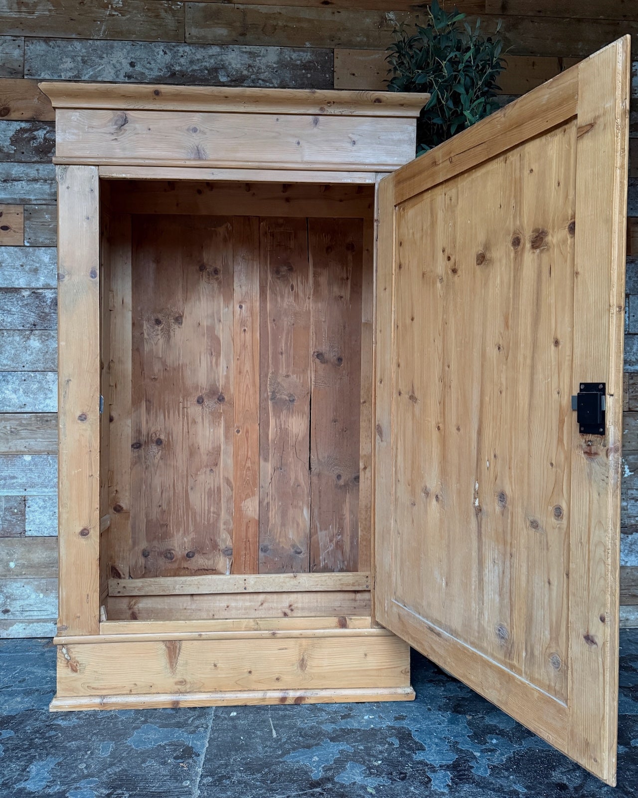 Vintage pine cloaks cupboard / child's wardrobe