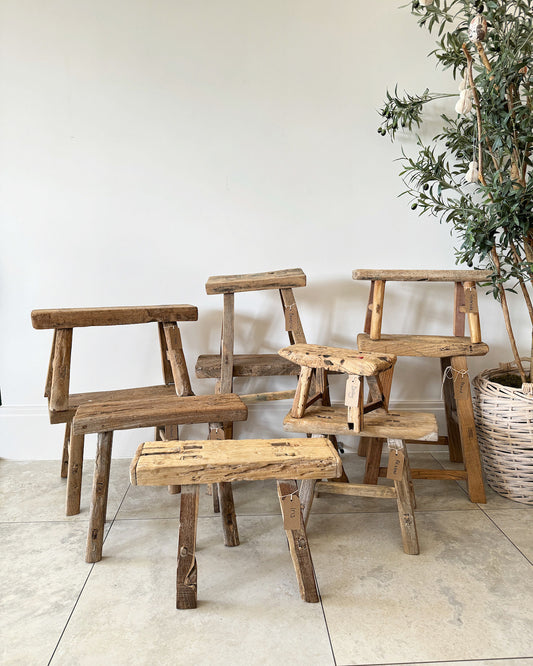Rustic elm stools