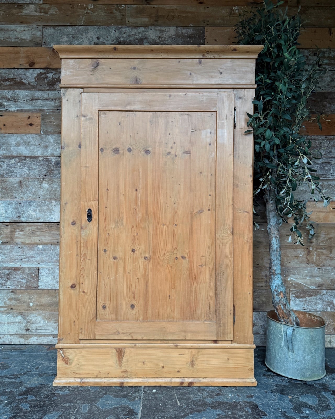 Vintage pine cloaks cupboard / child's wardrobe