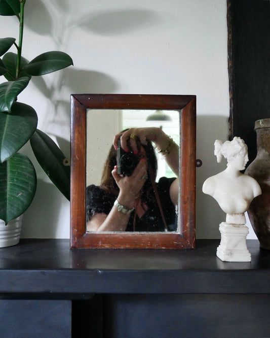 Small antique wood framed mirror