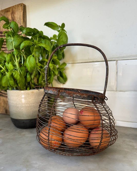 Small vintage French egg basket