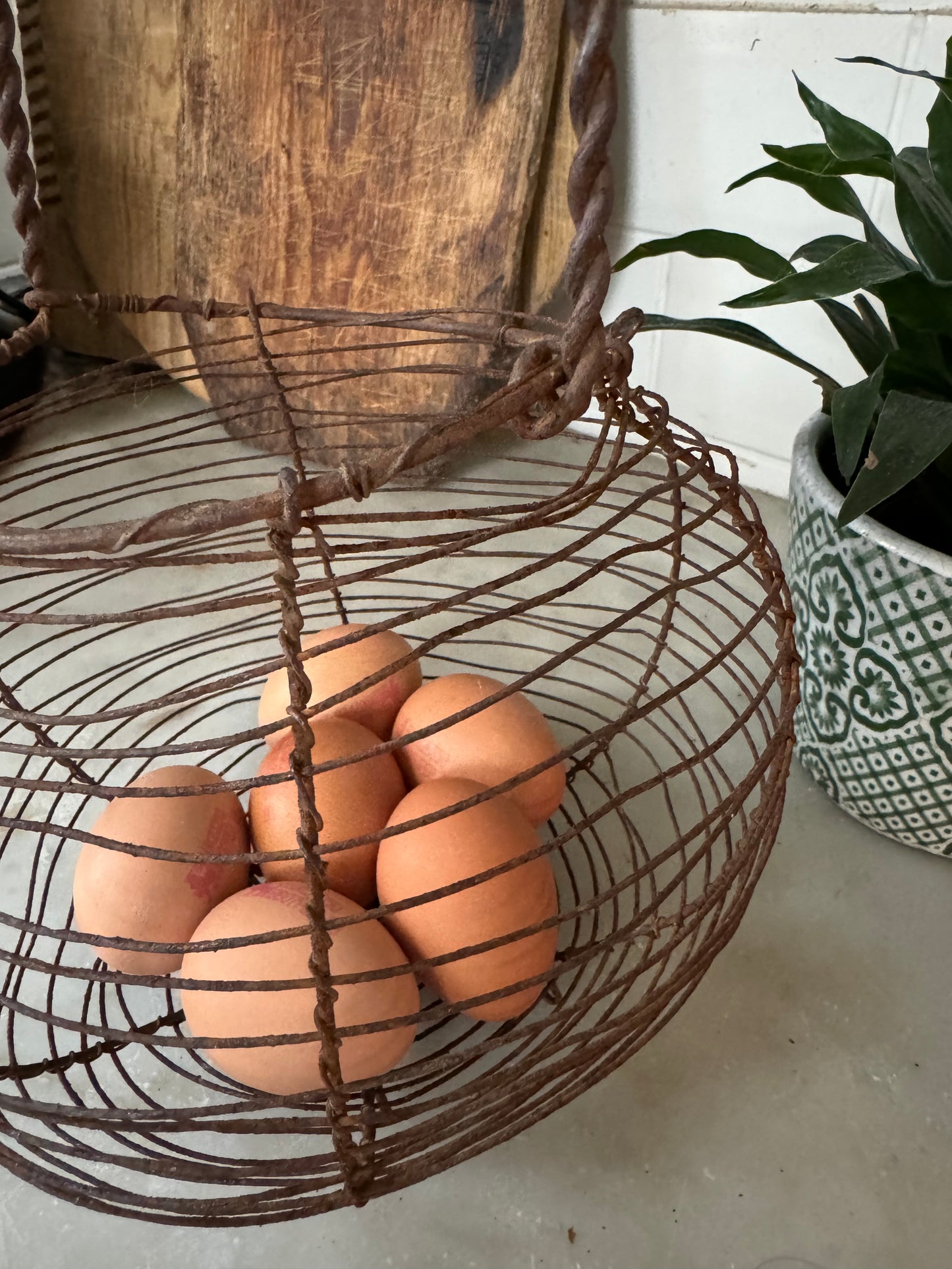 Vintage French wire egg basket