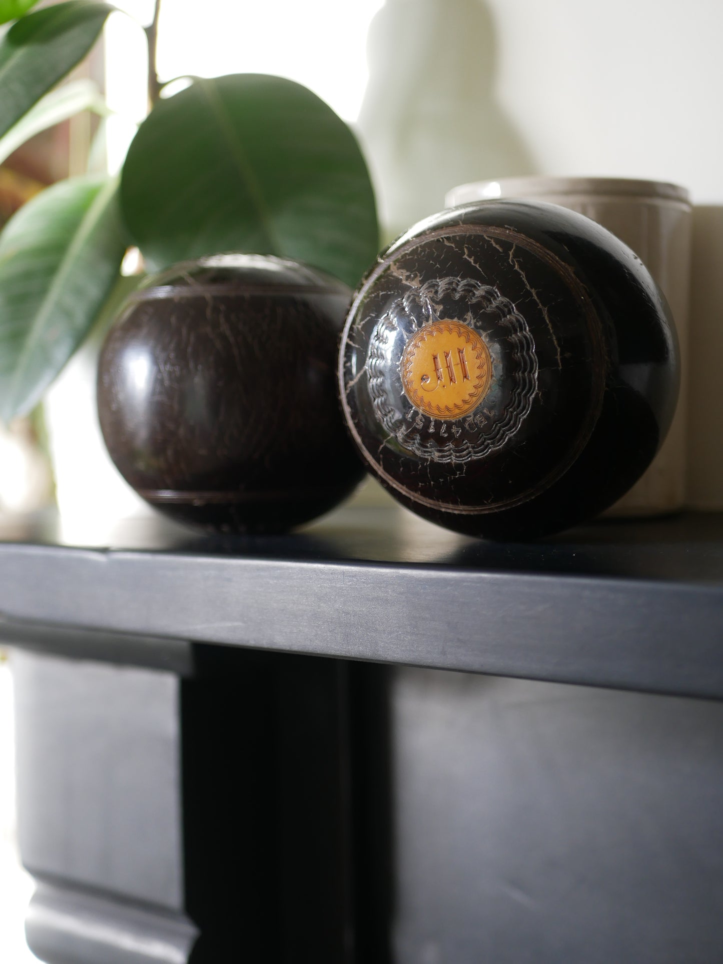 Pair of vintage lawn bowling balls