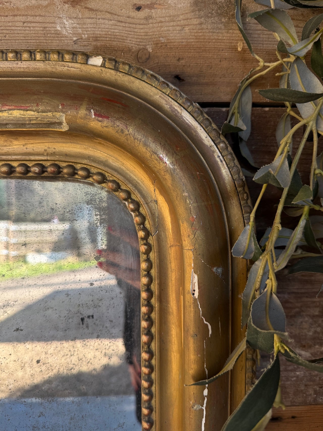 Beautifully foxed French gilt mirror