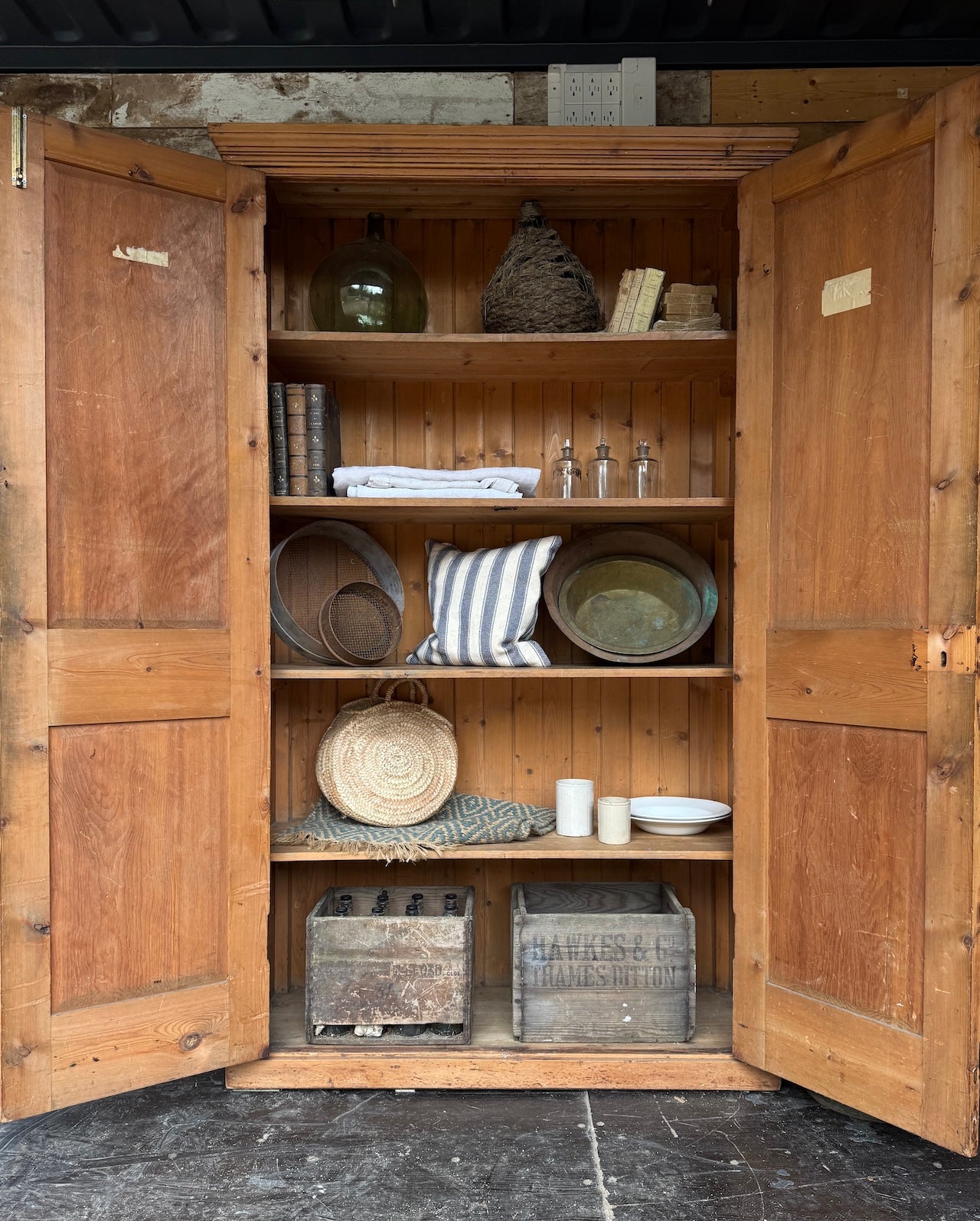 Superb, big old pine housekeepers cupboard - ideal pantry
