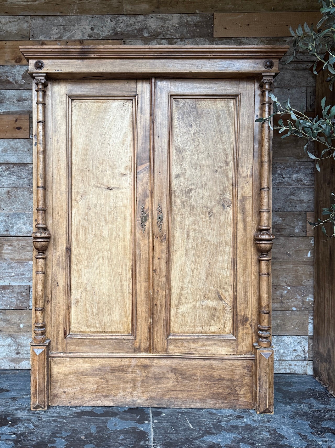 Vintage pine cloaks cupboard / child's wardrobe