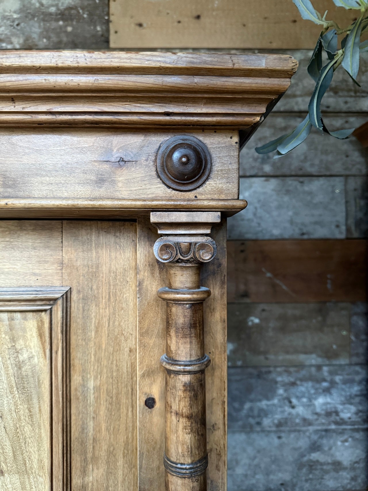 Vintage pine cloaks cupboard / child's wardrobe