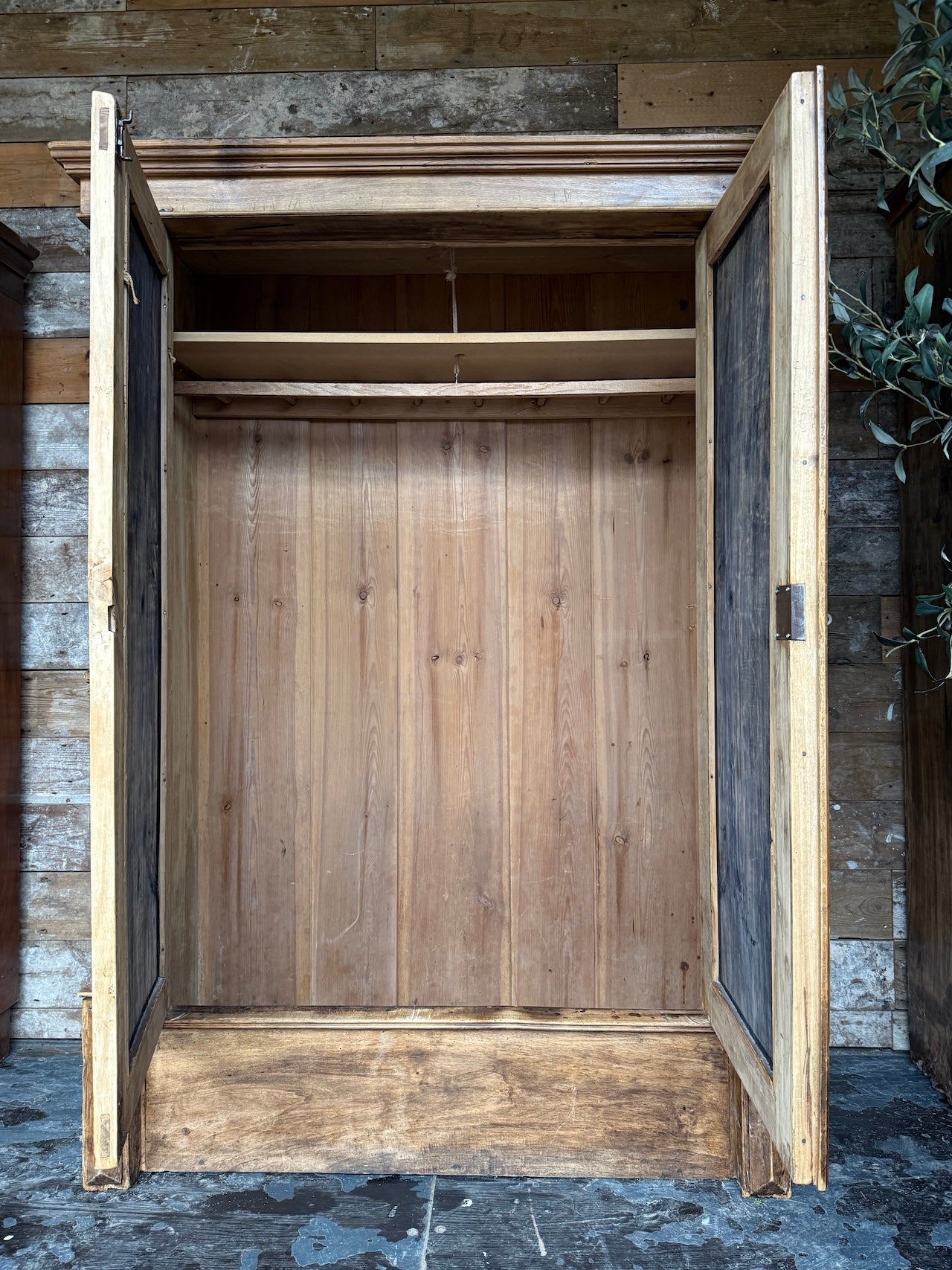 Vintage pine cloaks cupboard / child's wardrobe