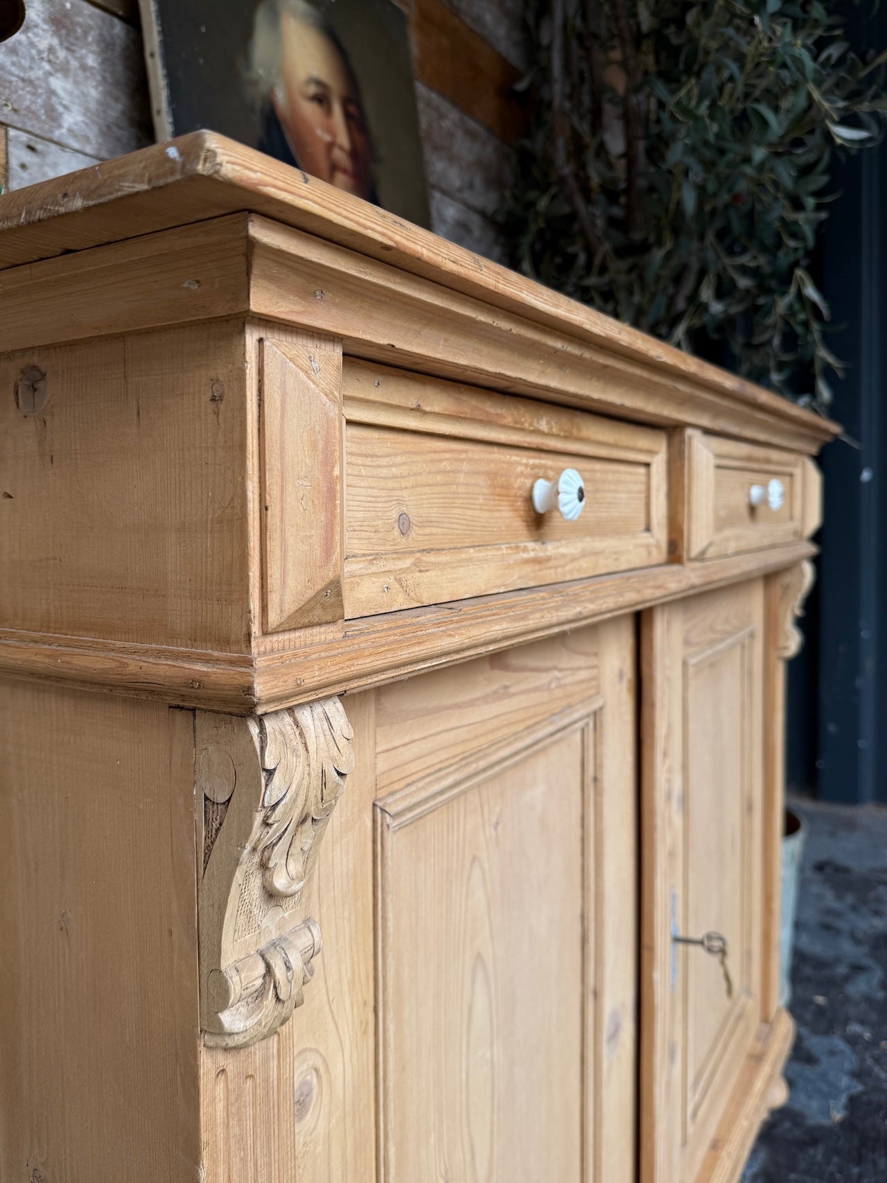 Rustic French old pine sideboard