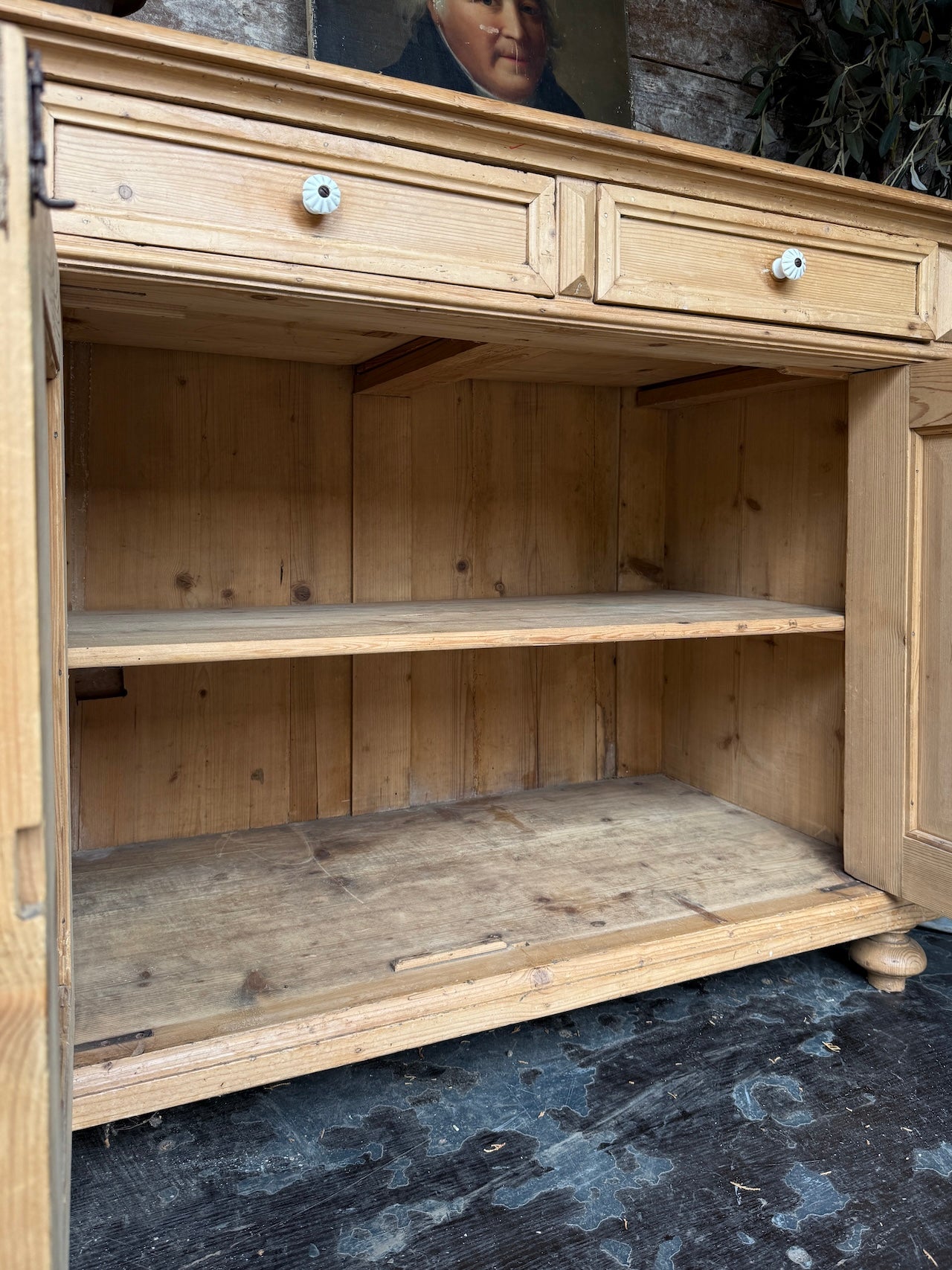 Rustic French old pine sideboard