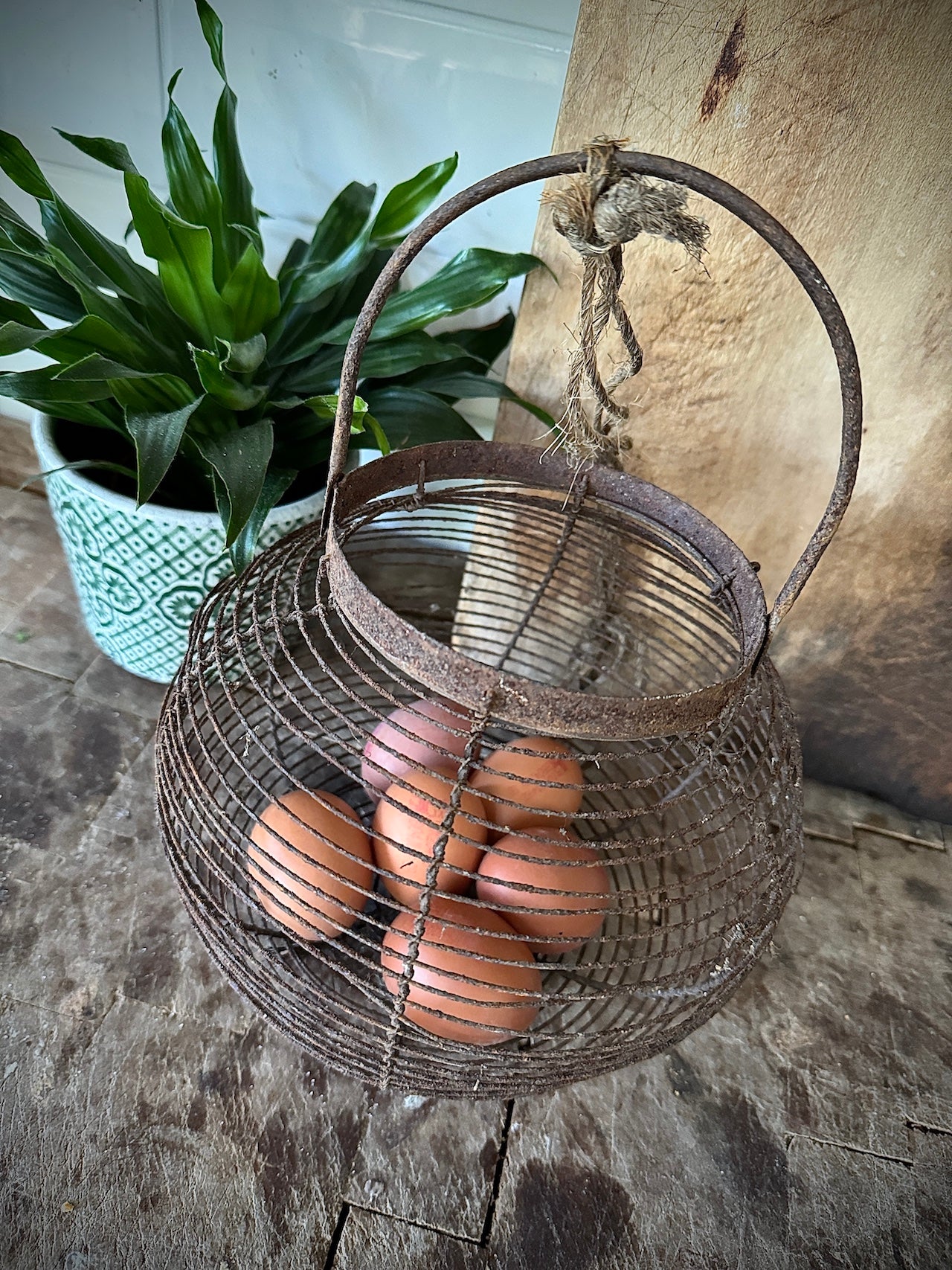 Vintage French egg basket