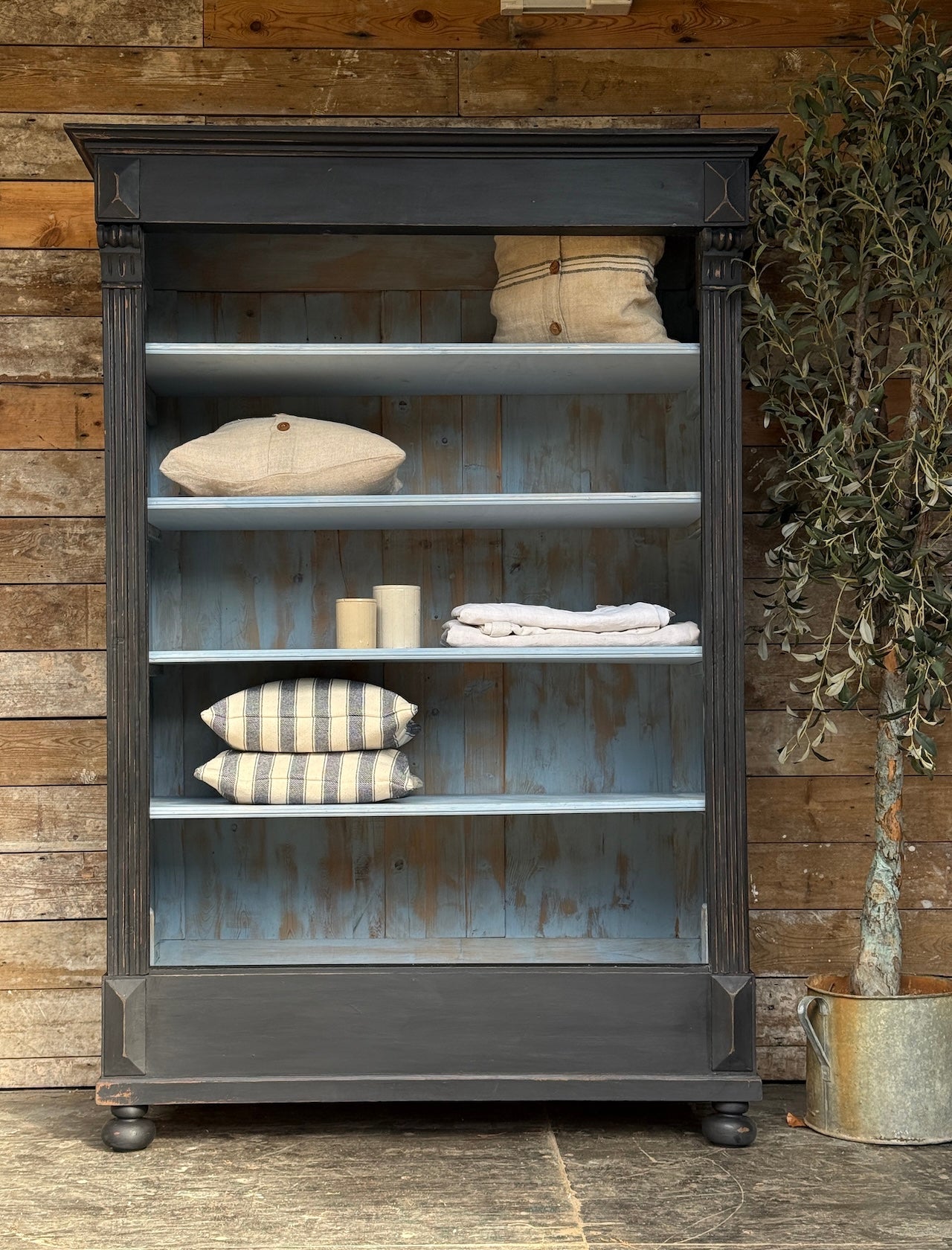 Antique painted open cupboard