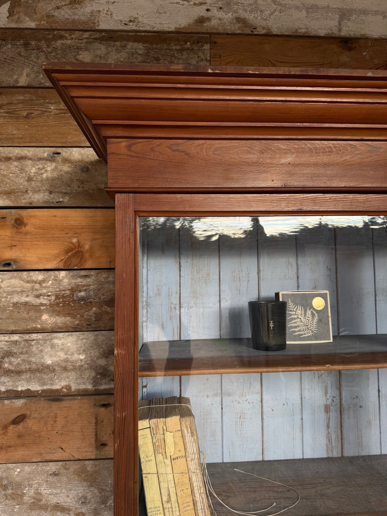 Glazed rustic Victorian bookcase