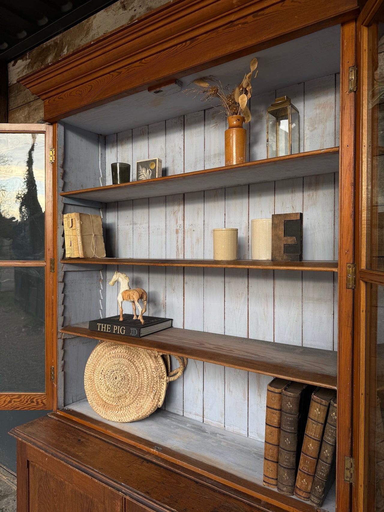 Glazed rustic Victorian bookcase