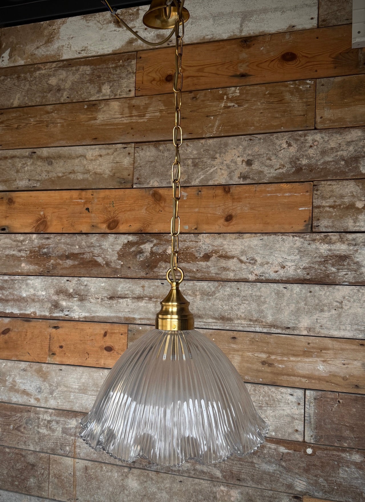 French style fluted glass pendant light