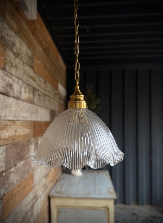 French style fluted glass pendant light