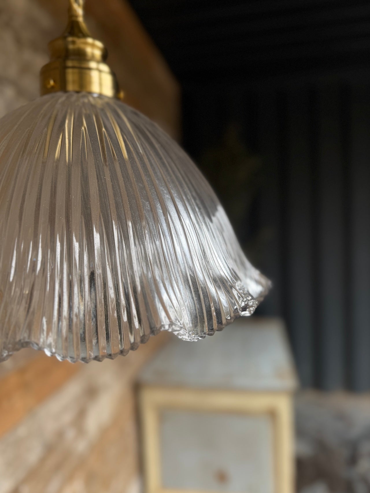French style fluted glass pendant light