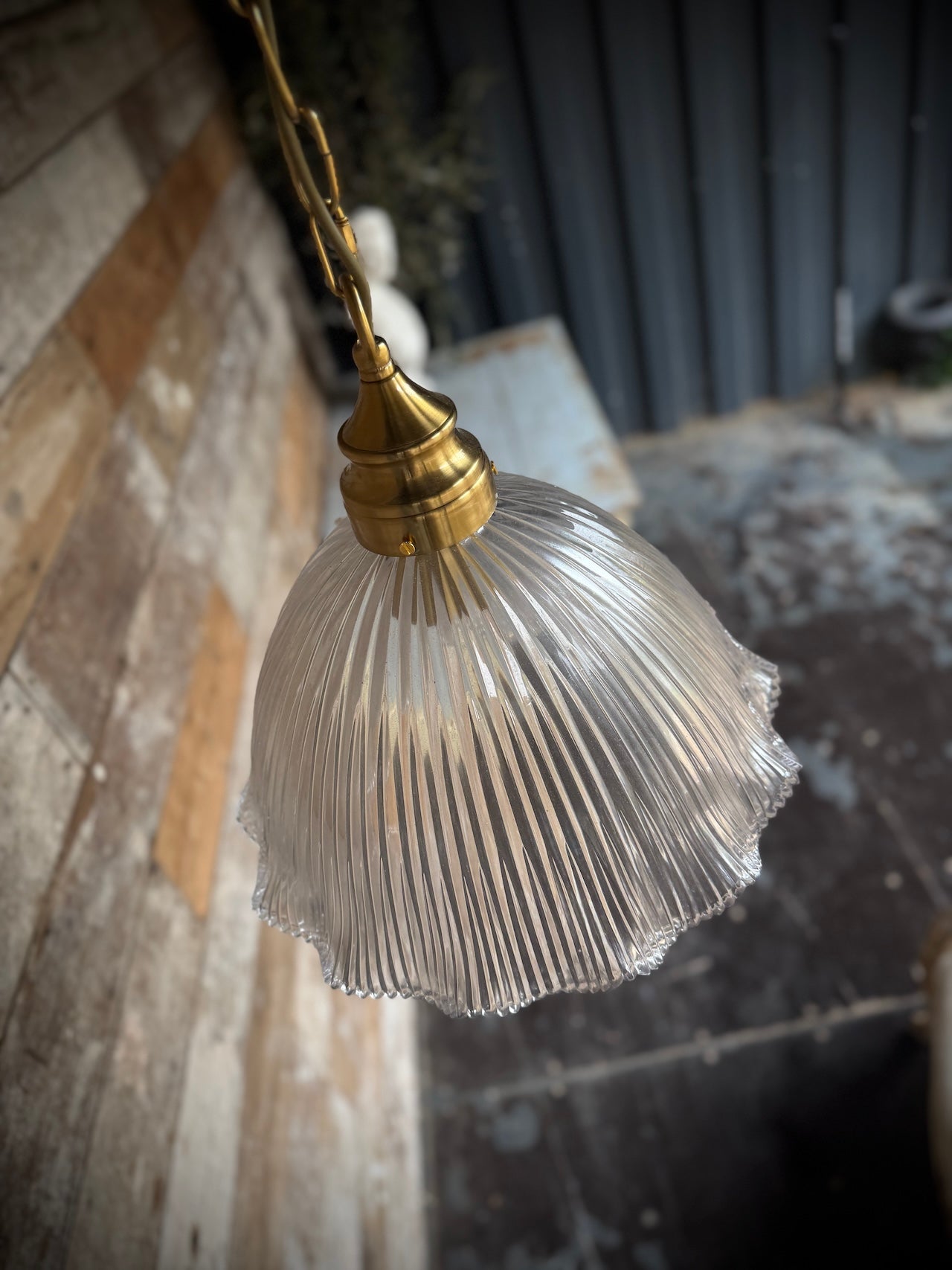 French style fluted glass pendant light