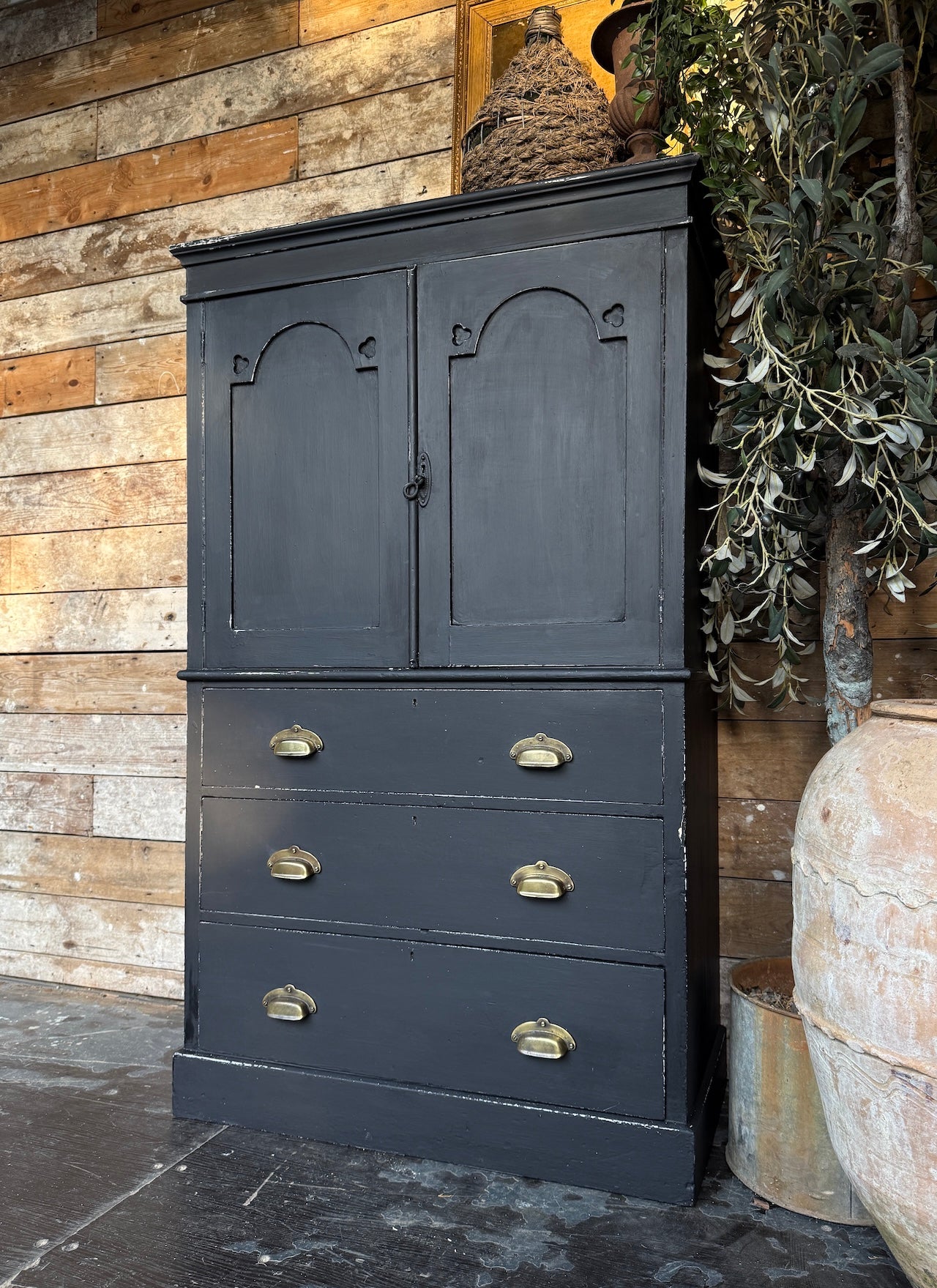 Sweet little antique housekeepers cupboard / linen press
