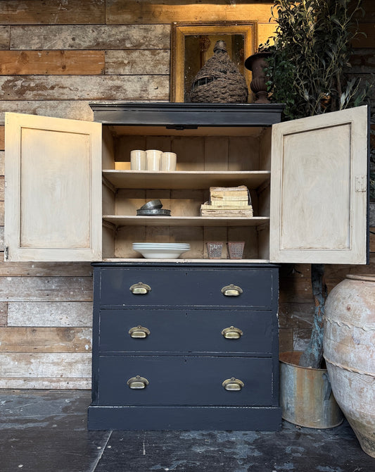Sweet little antique housekeepers cupboard / linen press