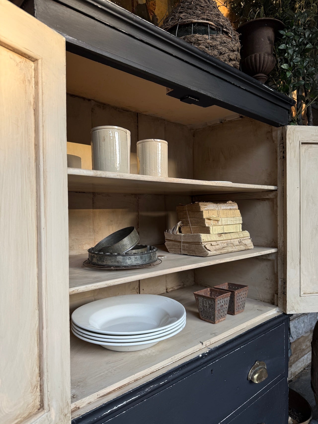 Sweet little antique housekeepers cupboard / linen press