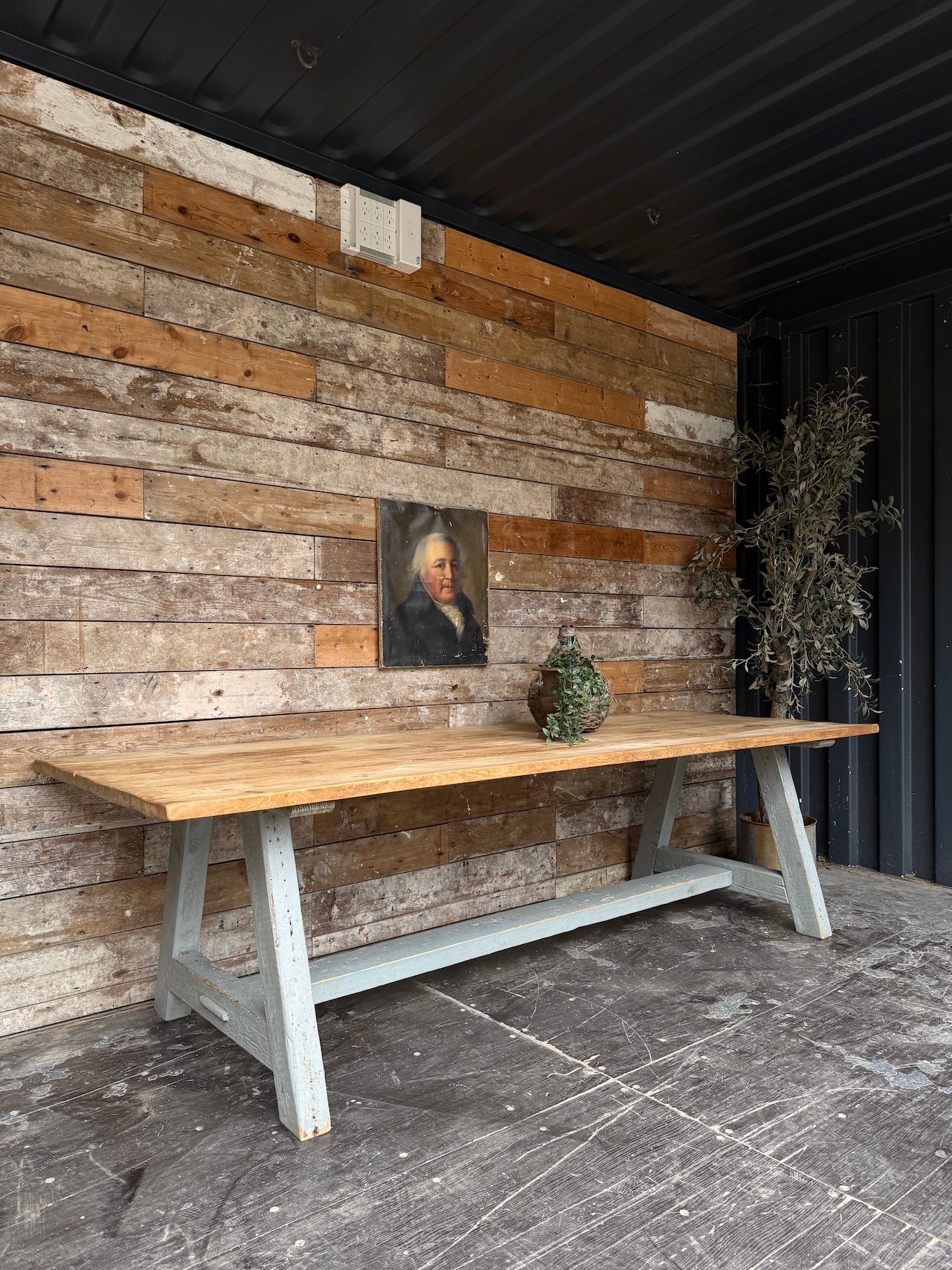 Reclaimed trestle style table