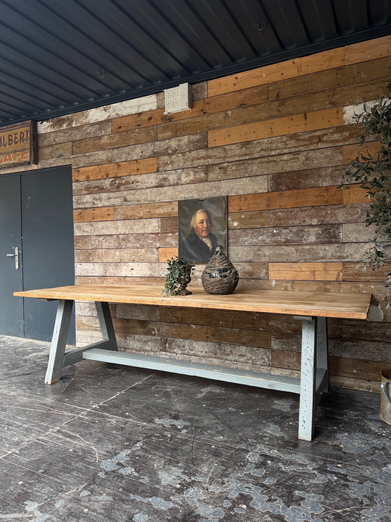 Reclaimed trestle style table