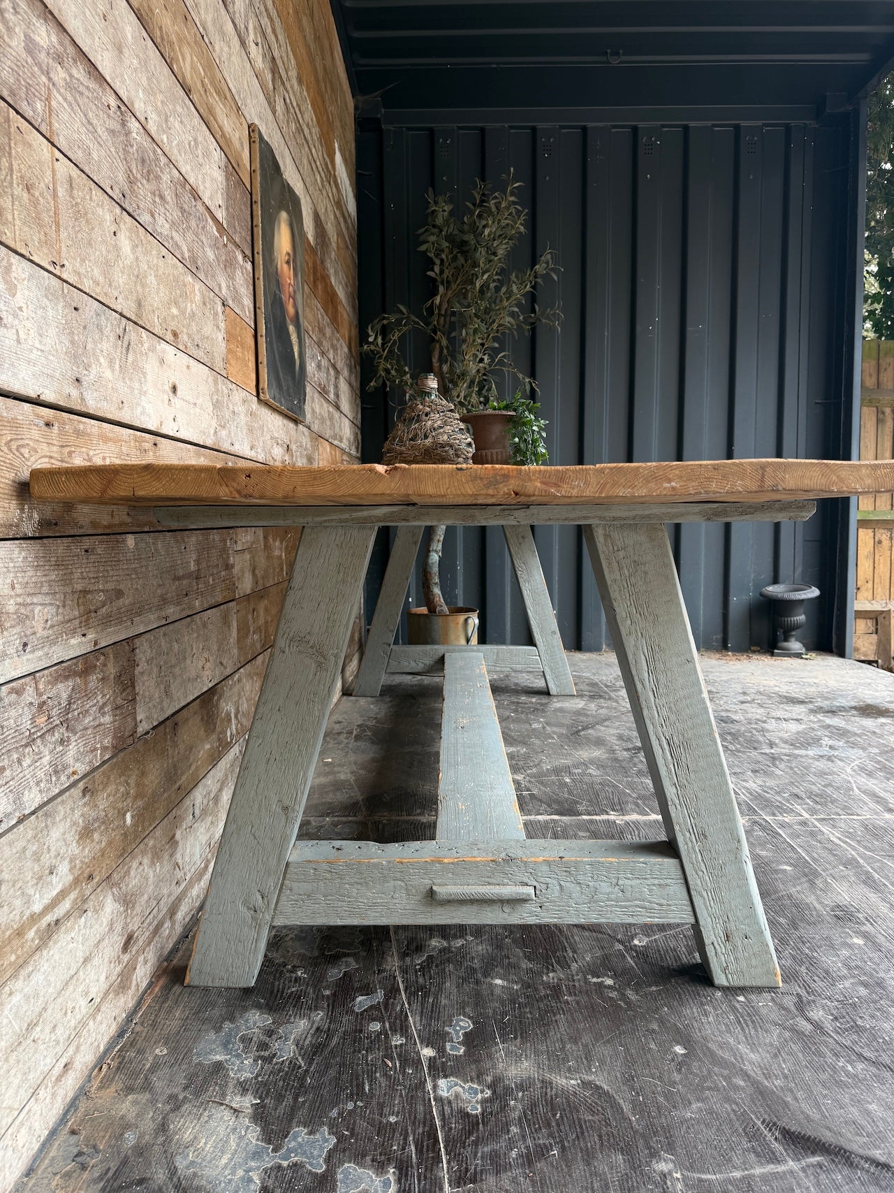 Reclaimed trestle style table