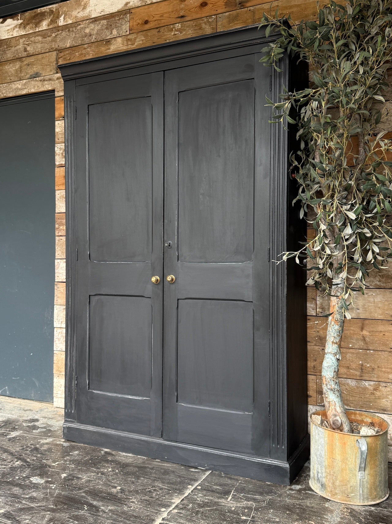 Vintage rustic wooden housekeepers cupboard