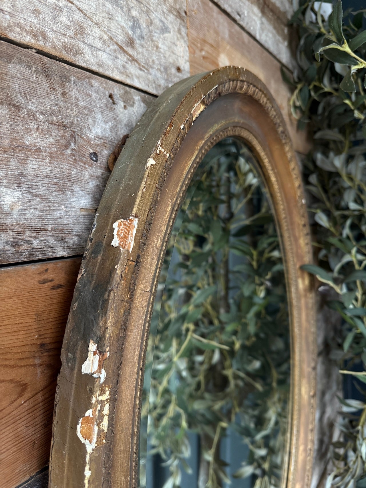 Rustic French oval mirror