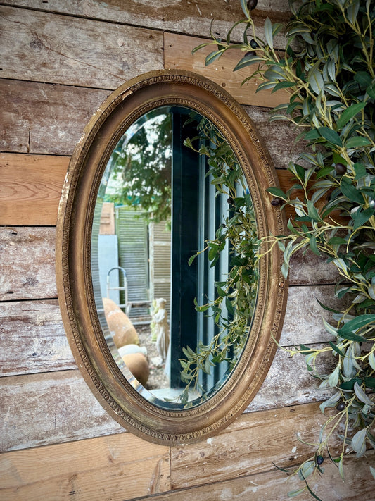 Rustic French oval mirror