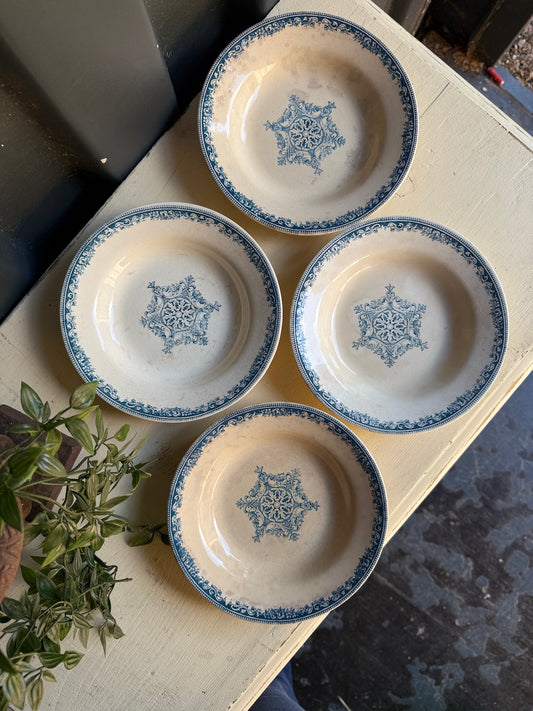 Set of 4 vintage French shallow bowls