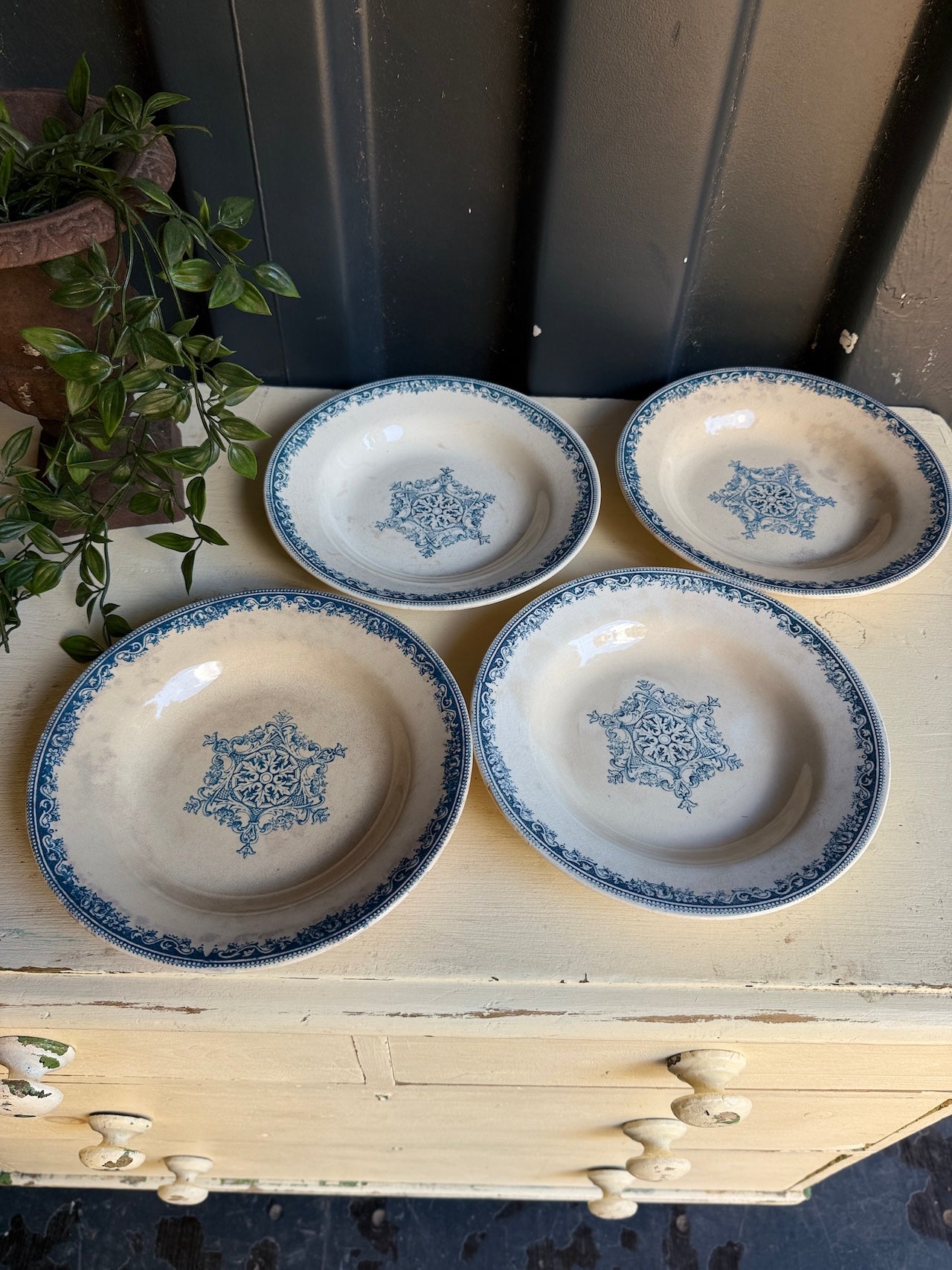 Set of 4 vintage French shallow bowls