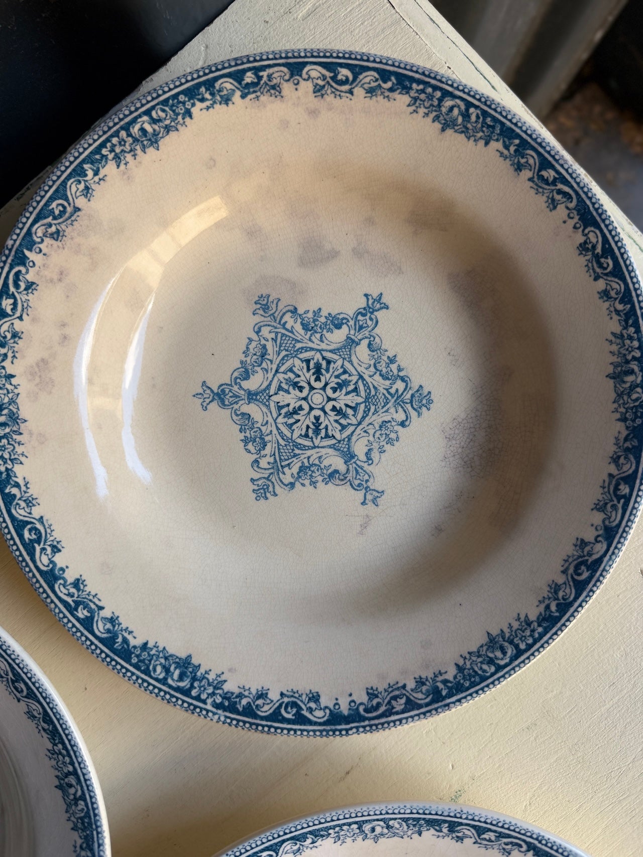 Set of 4 vintage French shallow bowls