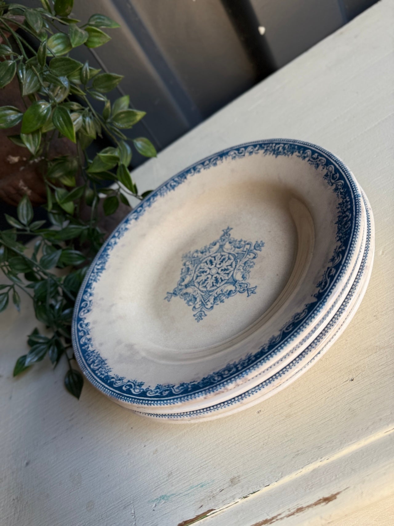 Set of 4 vintage French shallow bowls