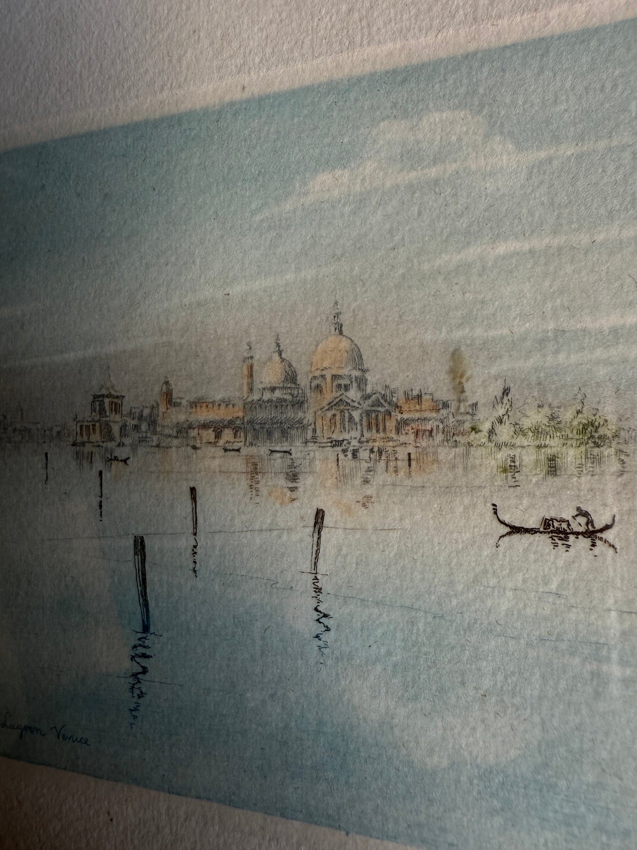 Framed watercolour of Venice Lagoon