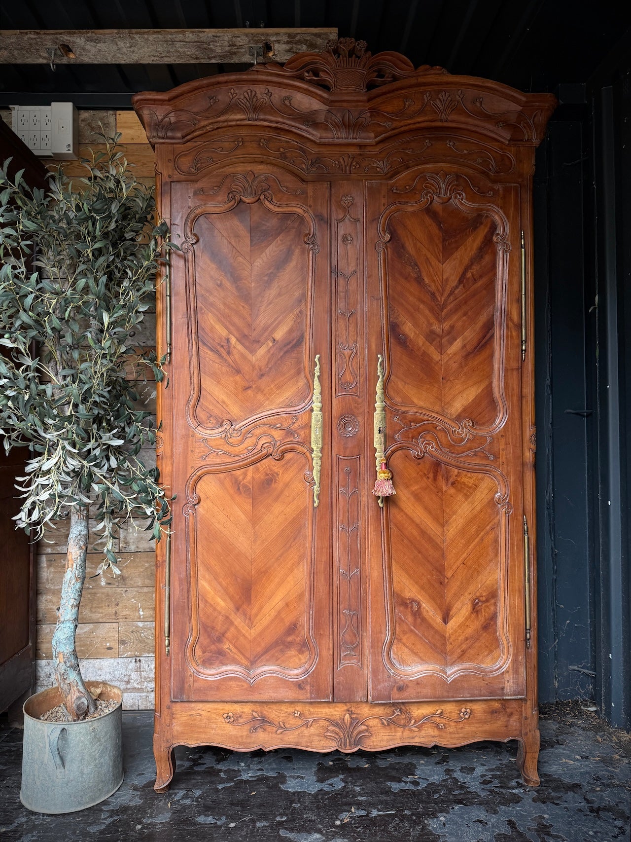Stunning, imposing Antique French cherrywood armoire