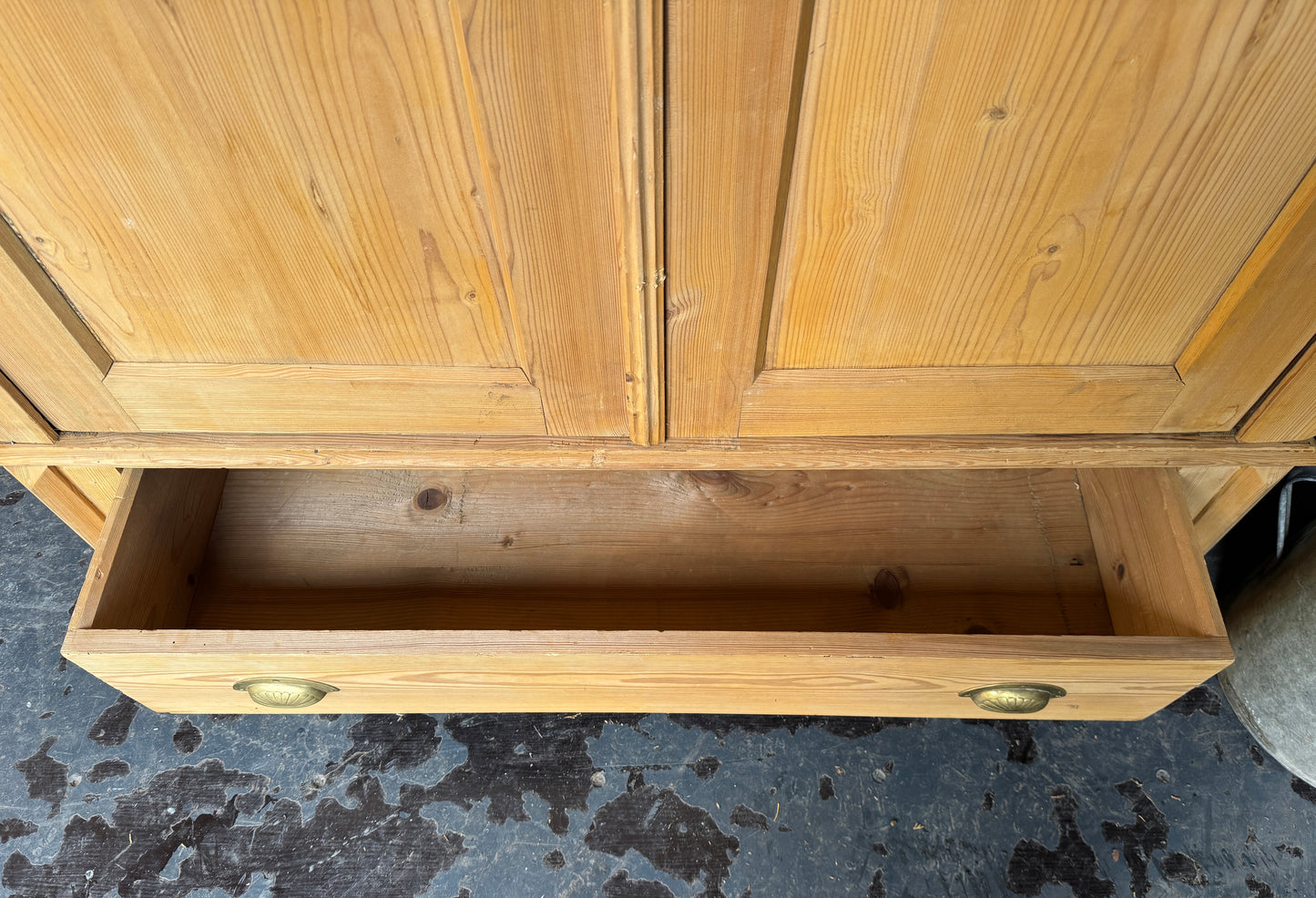 Old pine child's wardrobe / cloaks cupboard