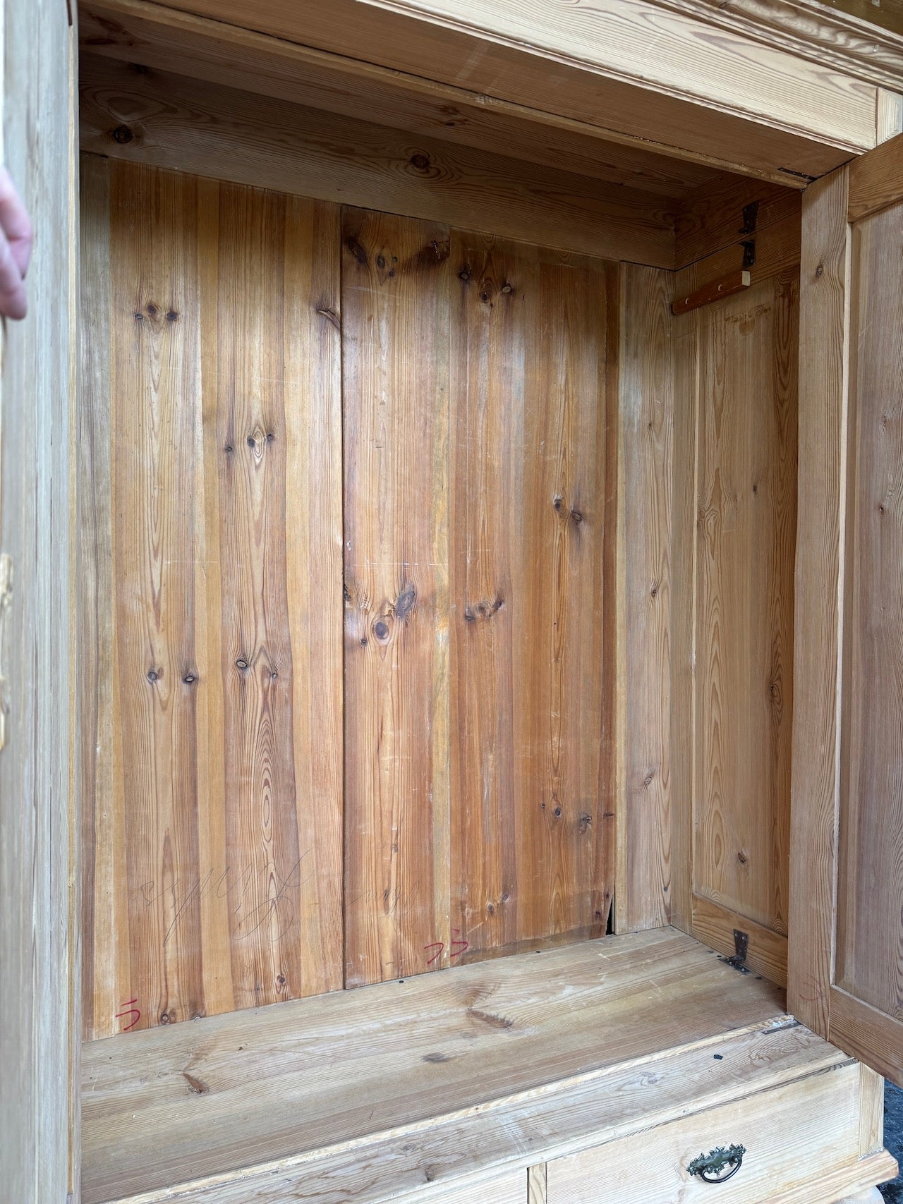 Lovely old pine child's wardrobe / cloaks cupboard