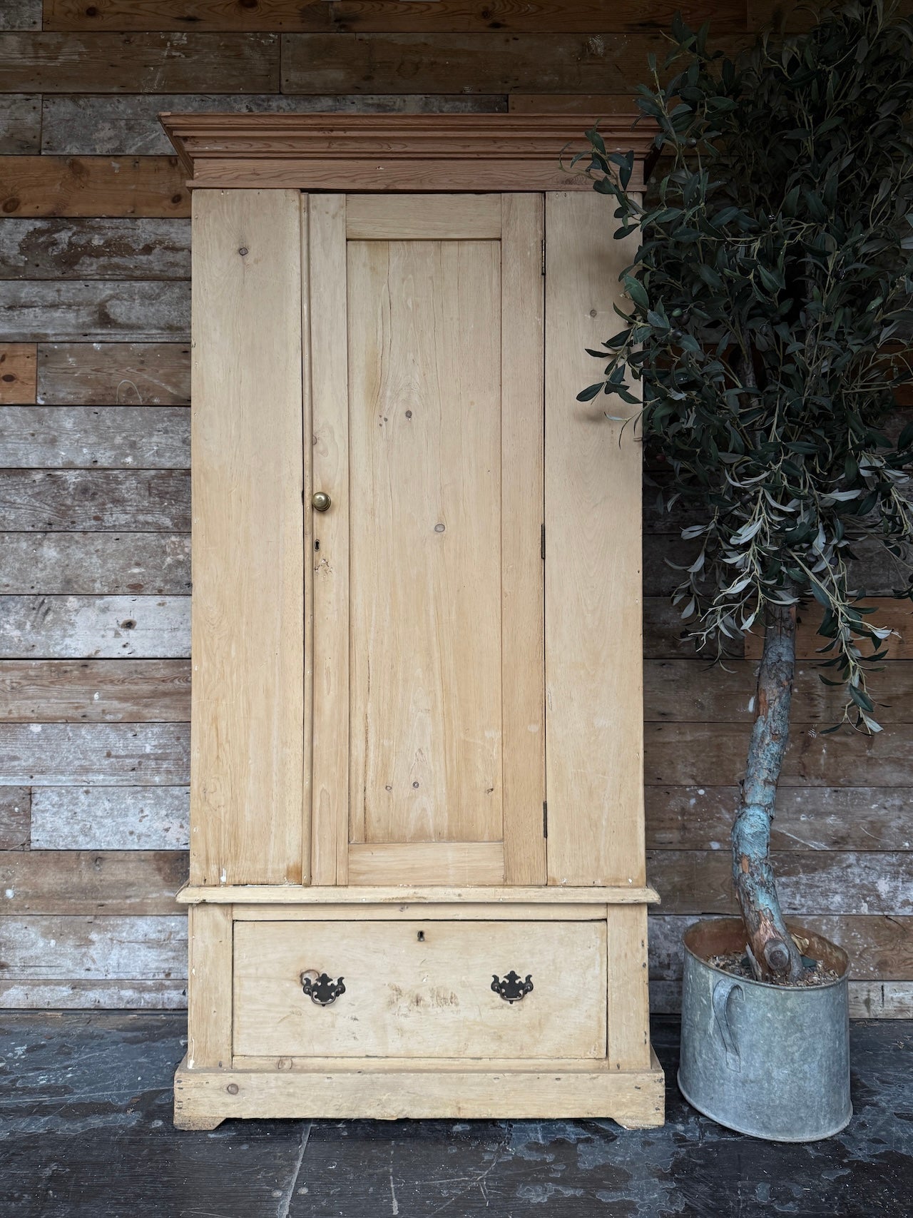 Vintage pine child's wardrobe / cloaks cupboard