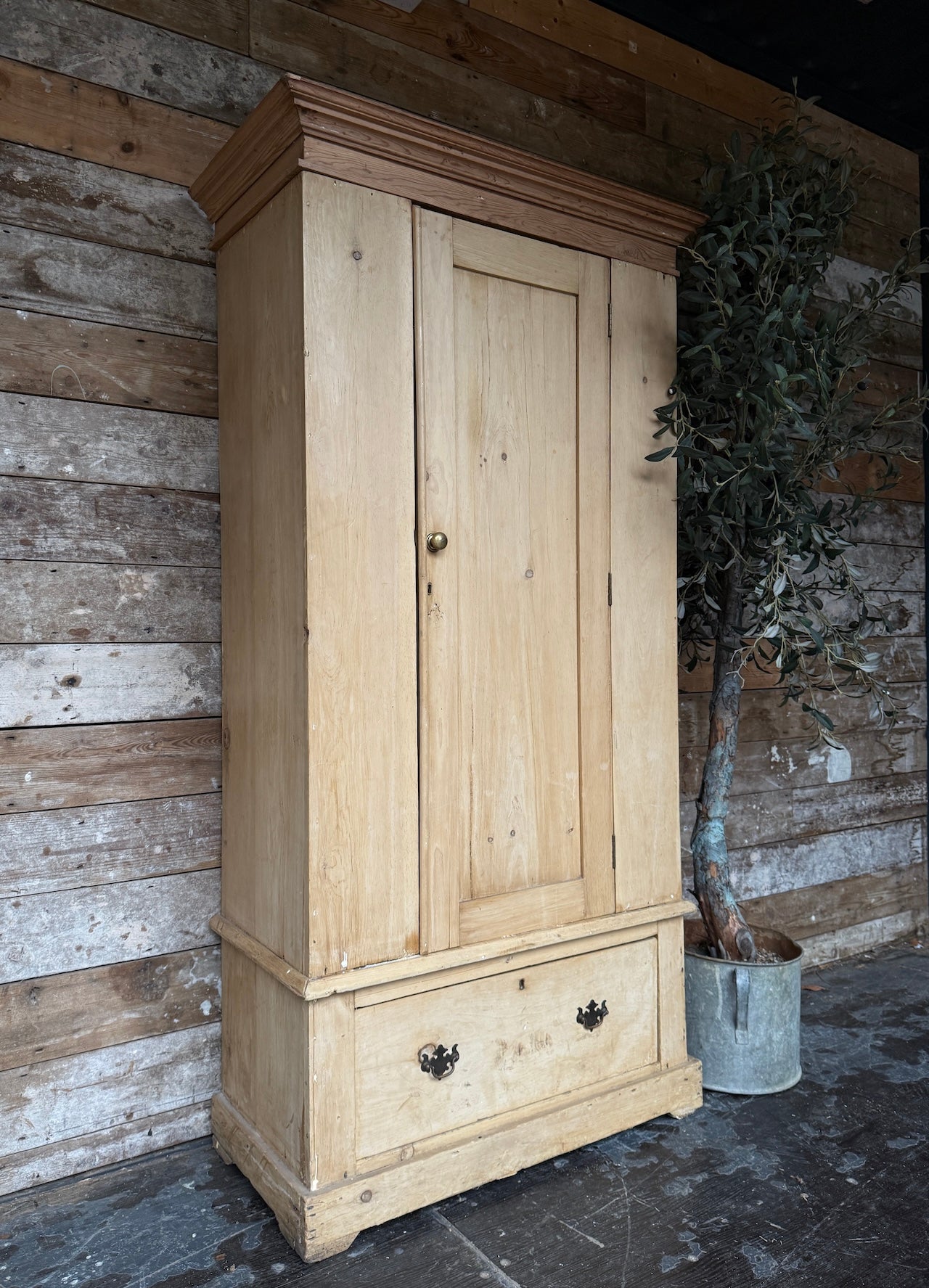 Vintage pine child's wardrobe / cloaks cupboard