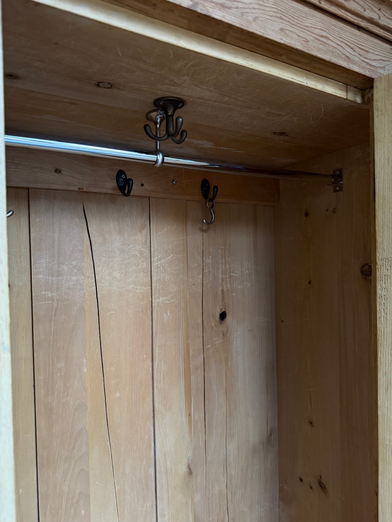 Vintage pine child's wardrobe / cloaks cupboard