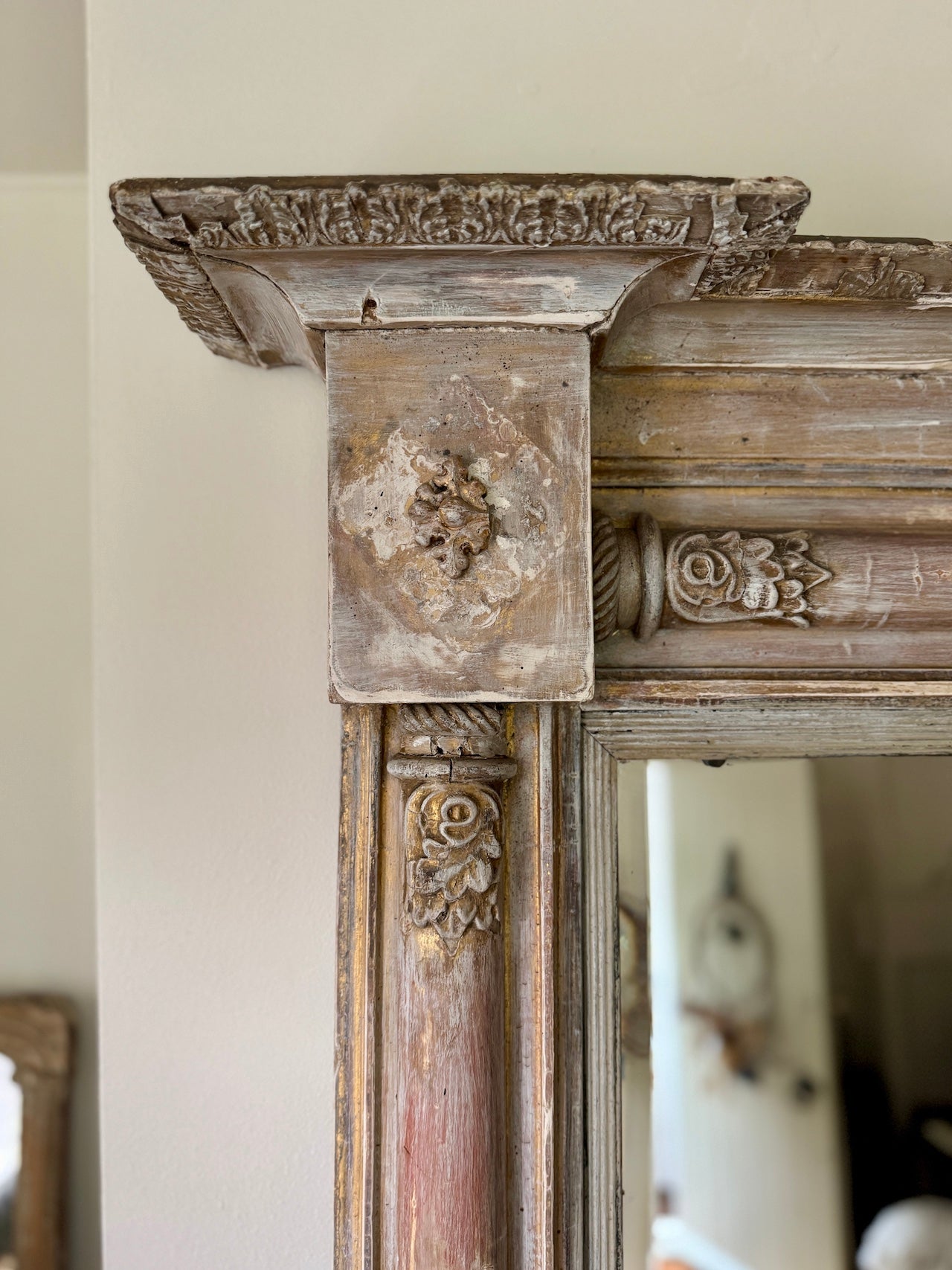 Beautifully decorative French overmantle mirror