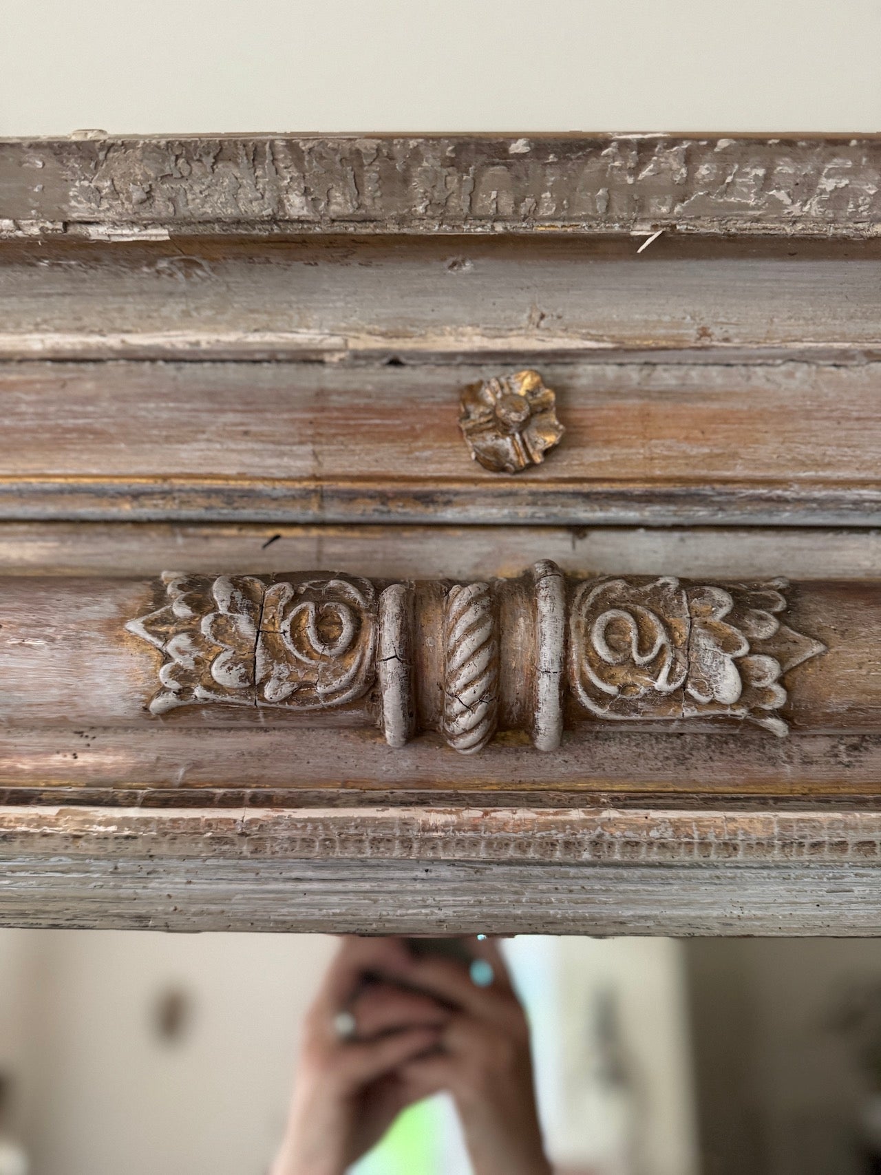 Beautifully decorative French overmantle mirror