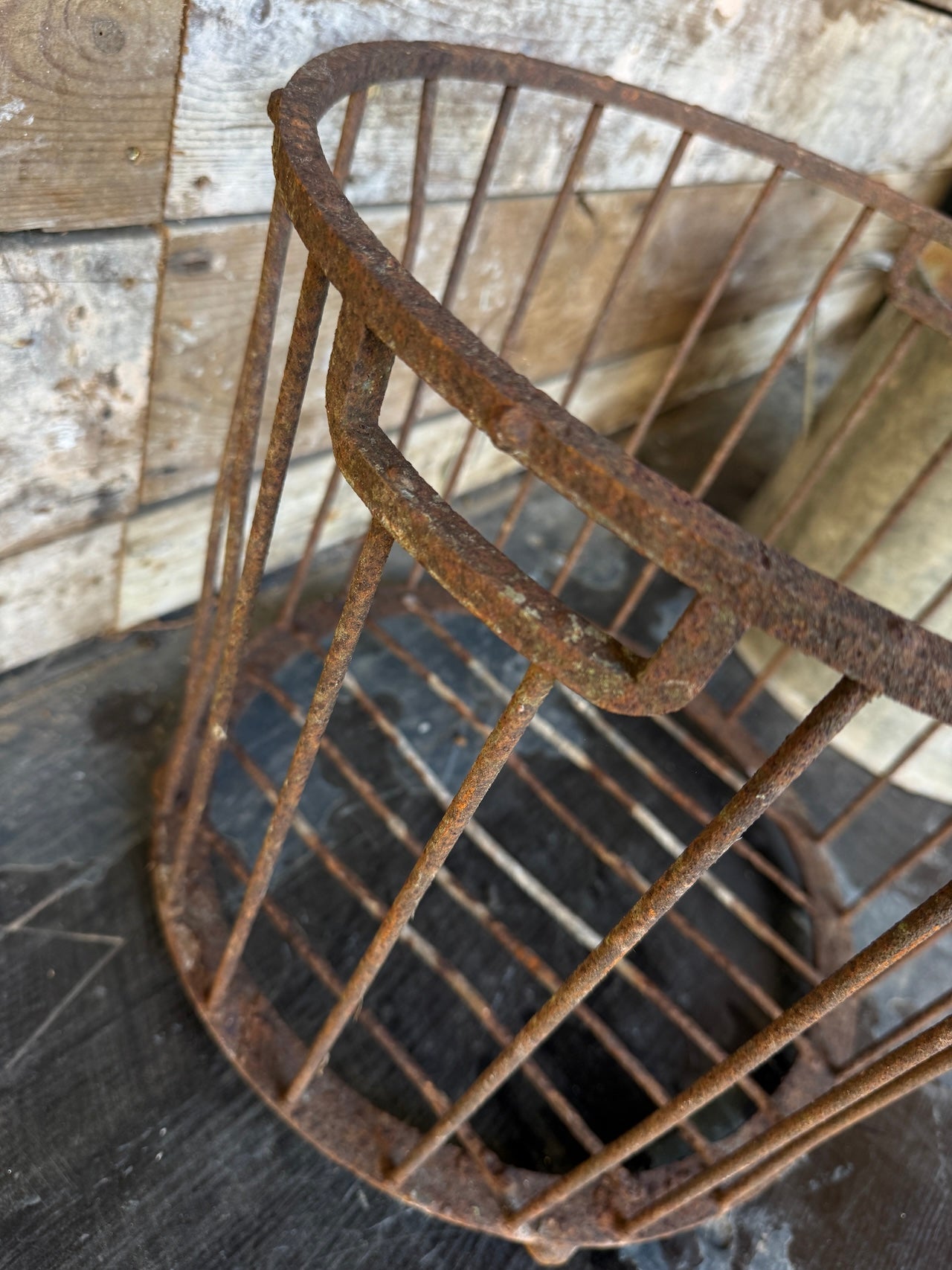 Small antique metal basket