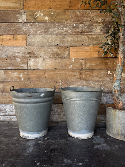 Pair of galvanised planters