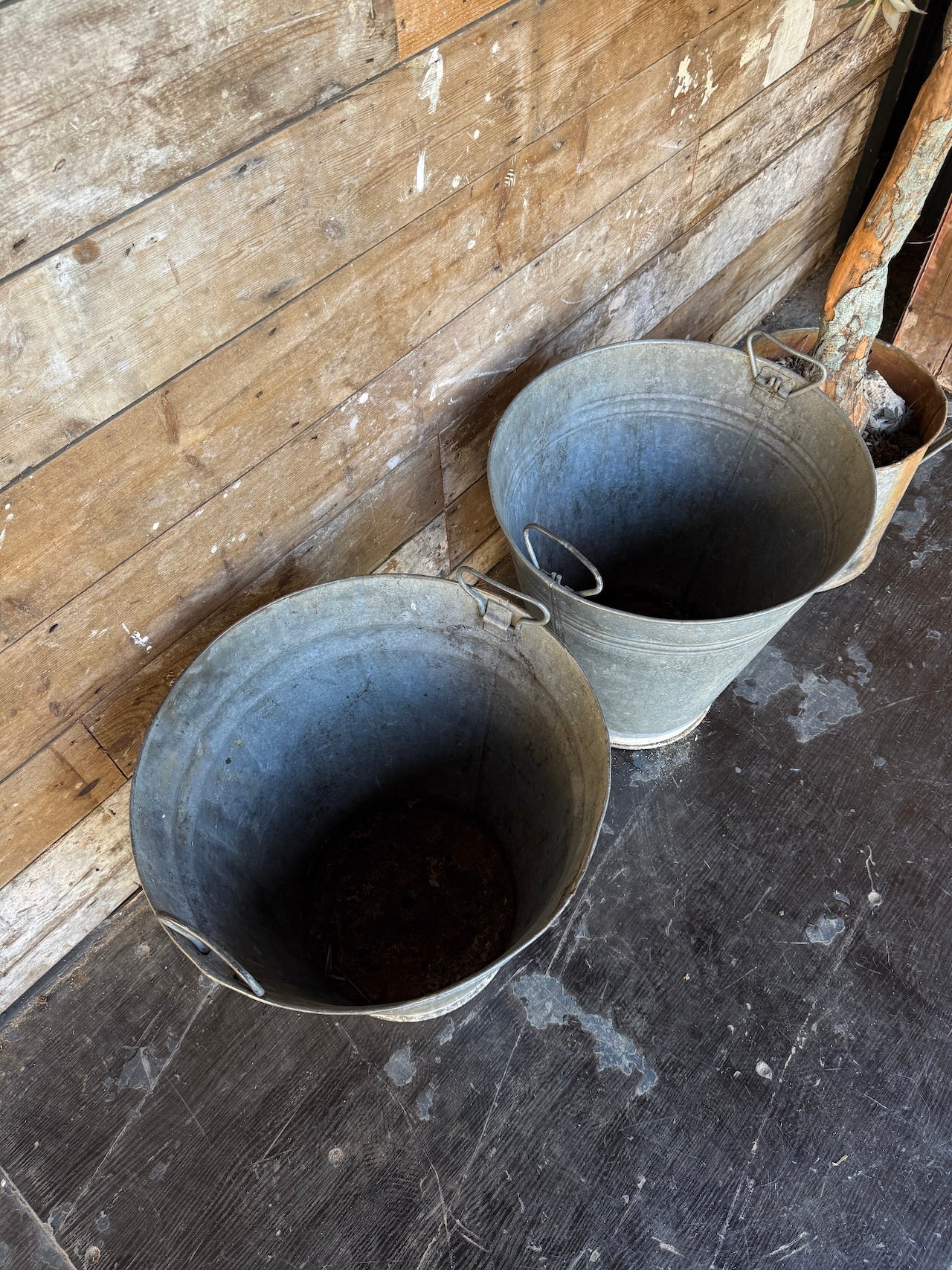 Pair of galvanised planters