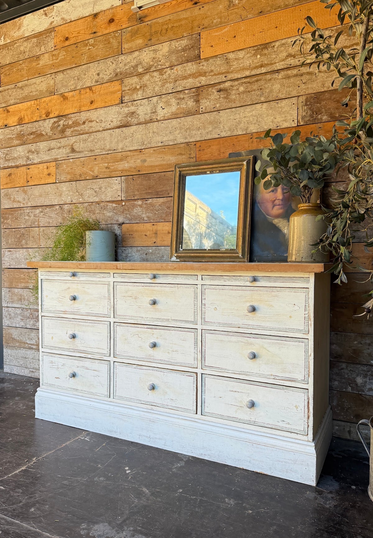 Tiled top bank of drawers